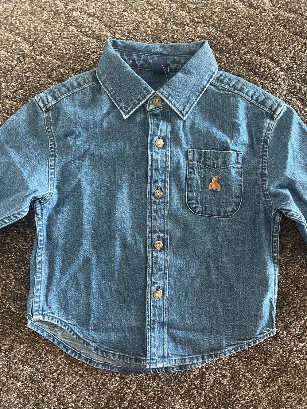 Kids Denim Button-Up Shirt in Blue